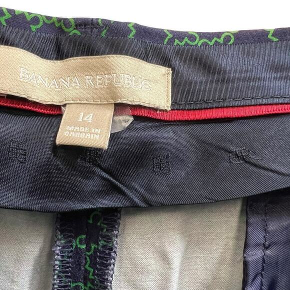 Banana Republic Hampton-Fit Tile Print Sateen Crop Navy Size 14 - Picture 4 of 7